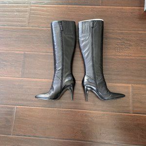 Via Spiga women's black leather pointy boots side zip - sz 5 US NIB